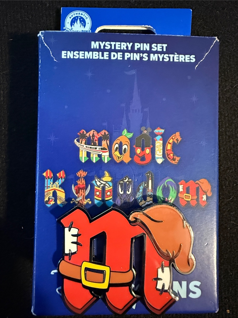 Magic Kingdom Mystery Disney Pins-Single pin letter “m” Seven Dwarves Mine Train